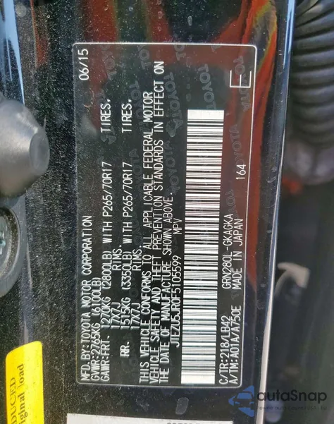 2015 Toyota 4Runner Sr5 from USA, damaged, VIN JTEZU5JR0F5105599